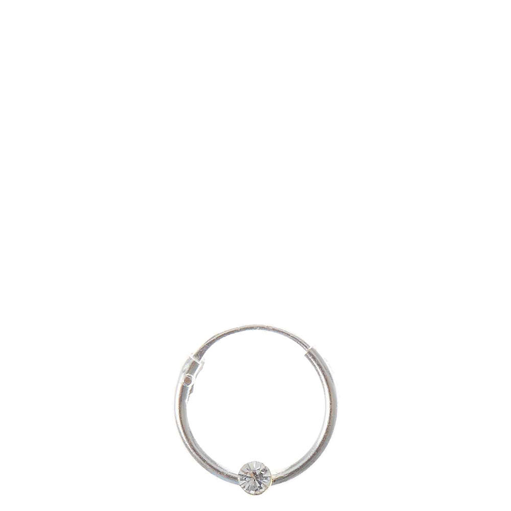 Silver nose hoop with hot sale gem