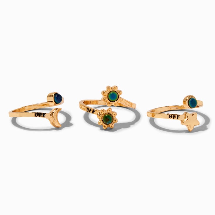 Gold-tone Celestial Mood Rings - 3 Pack,