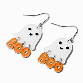 BOO! Glitter Ghost 1&quot; Drop Earrings,