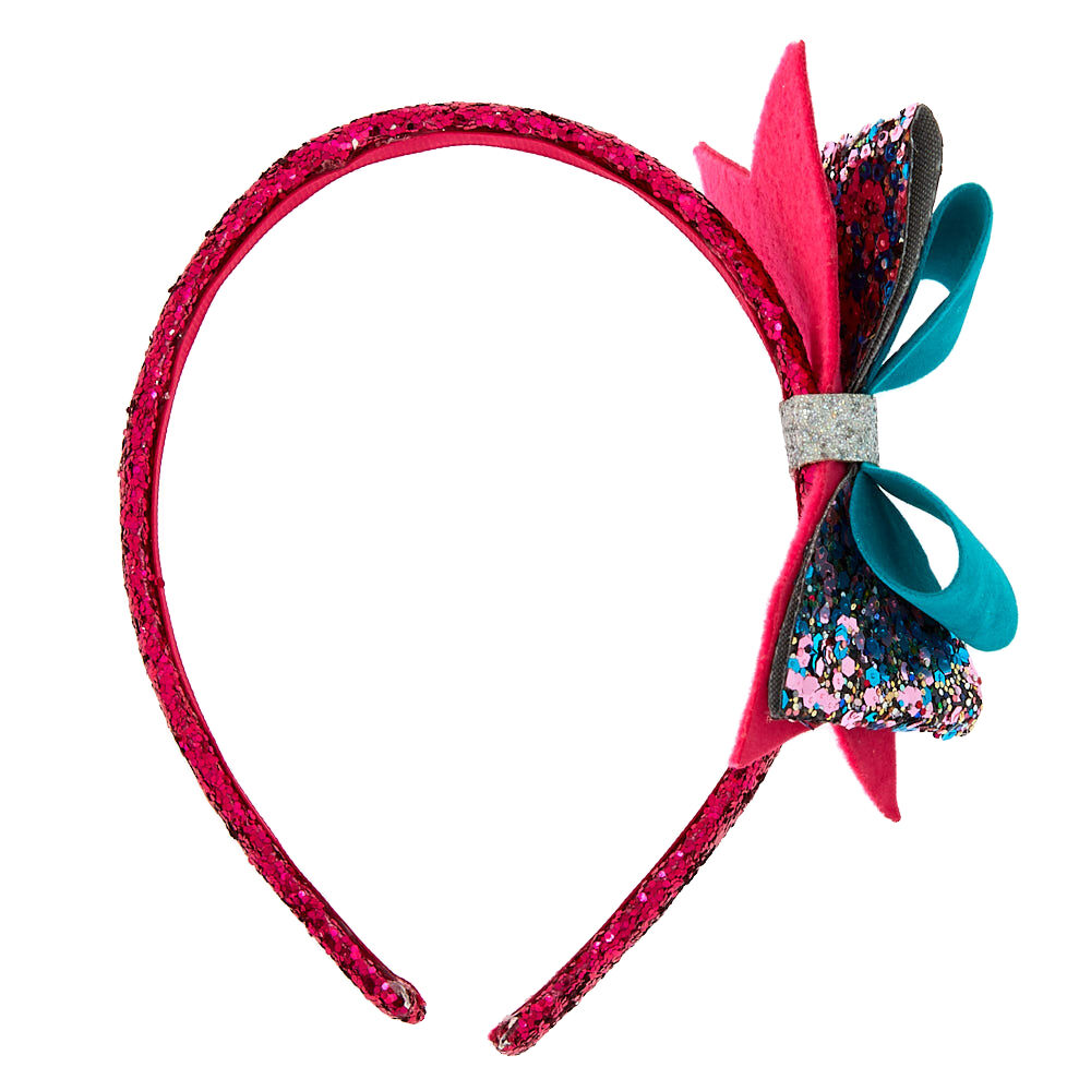 Claire's Club Layered Glitter Bow Headband - Pink,