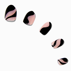 Black Swirl Press On Vegan Faux Nail Set - 24 Pack,