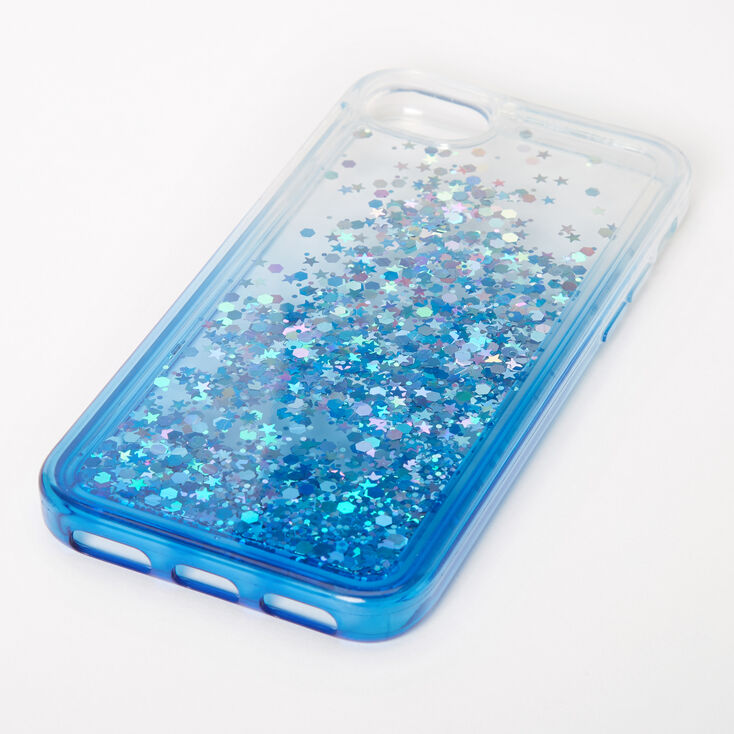 Claire's Coque de portable remplie de liquide avec étoiles à paillettes bleues - Compatible avec iPhone 6/7/8/SE