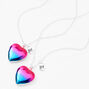 Best Friends Rainbow Ombre Striped Heart Pendant Necklaces - 2 Pack,