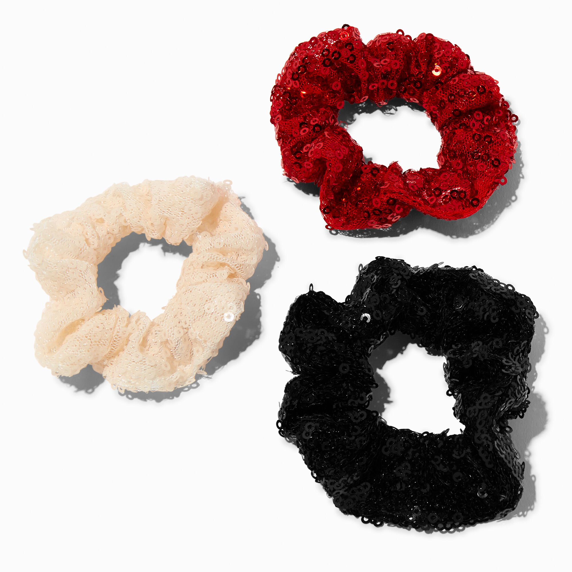 Claire's Club Holiday Sequin Hair Scrunchies - 3 Pack,