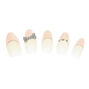 Crystal Bow French Tip Stiletto Faux Nail Set - Nude, 24 Pack,