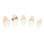 Faux ongles stiletto style French manucure avec n&oelig;ud et strass - Nude, lot de 24,