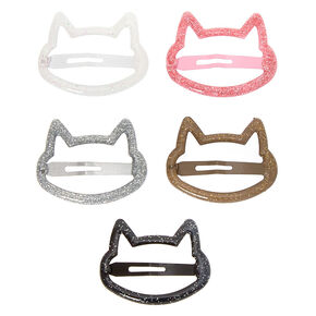 Claire&#39;s Club Glitter Cat Snap Hair Clips - 5 Pack,