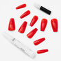 Glossy Red Squareletto Faux Nail Set - 24 Pack,