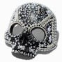 Embellished Gemstone &amp; Pearl Black Skull Mask,