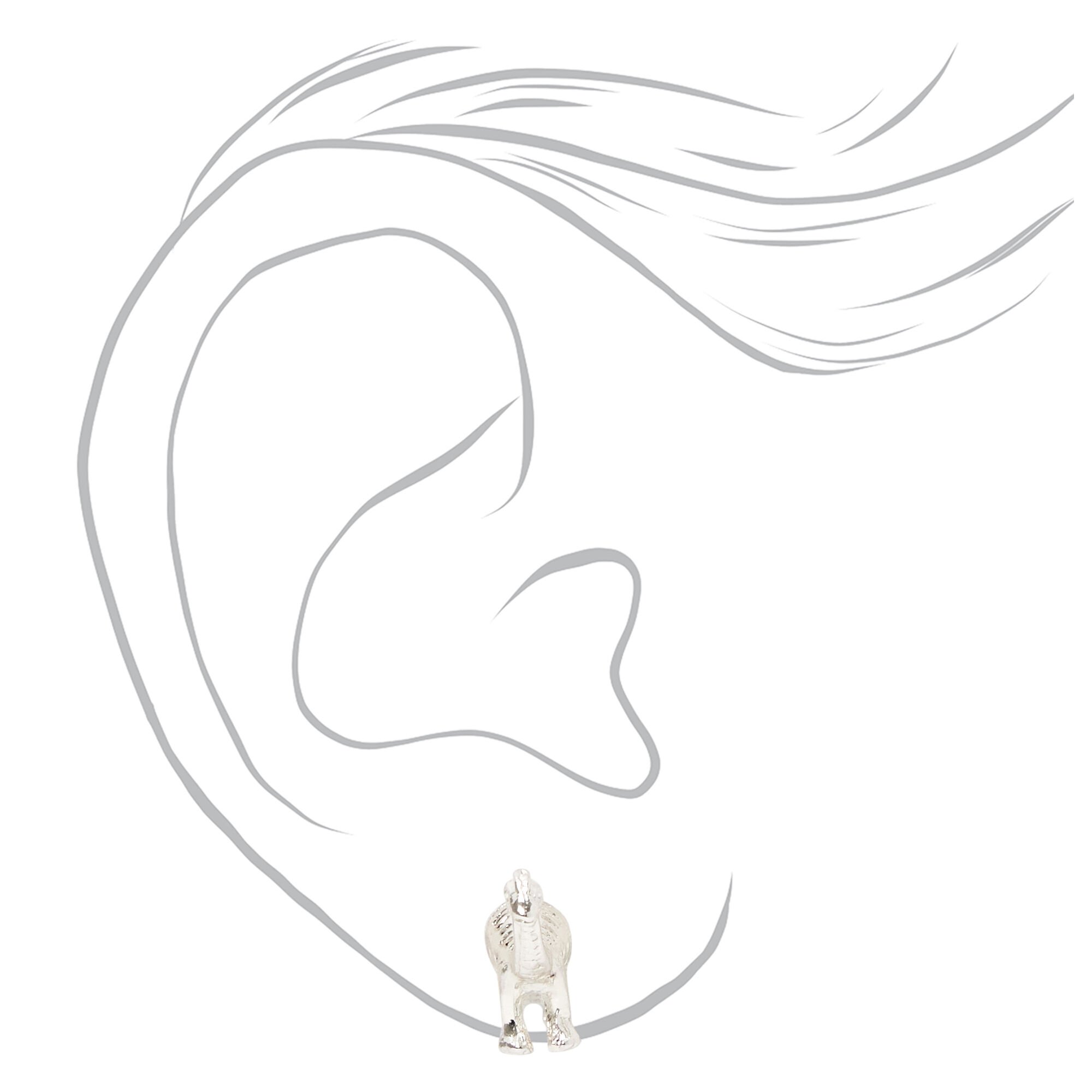 Silver Front and Back Dinosaur Earrings,