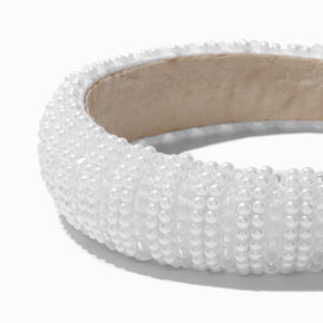 White Pearl &amp; Crystal Puffy Headband,