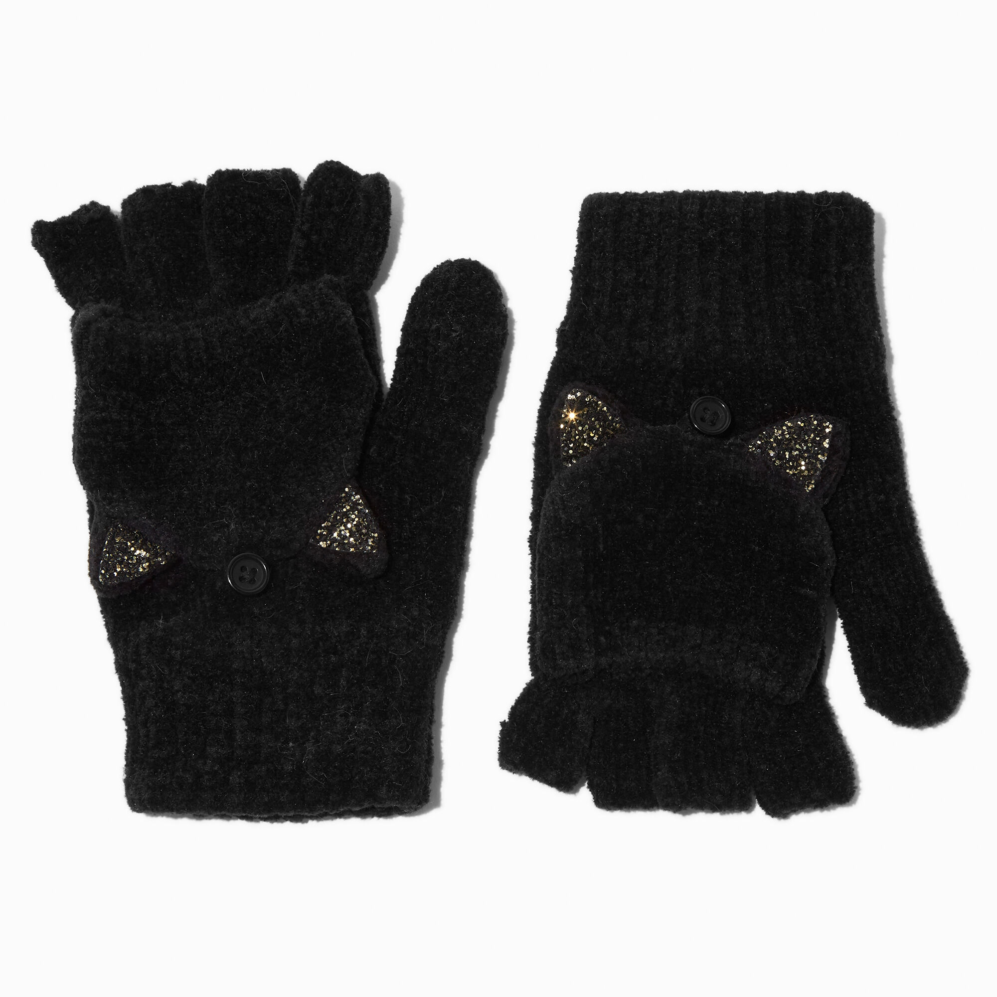 Black Cat Convertible Gloves