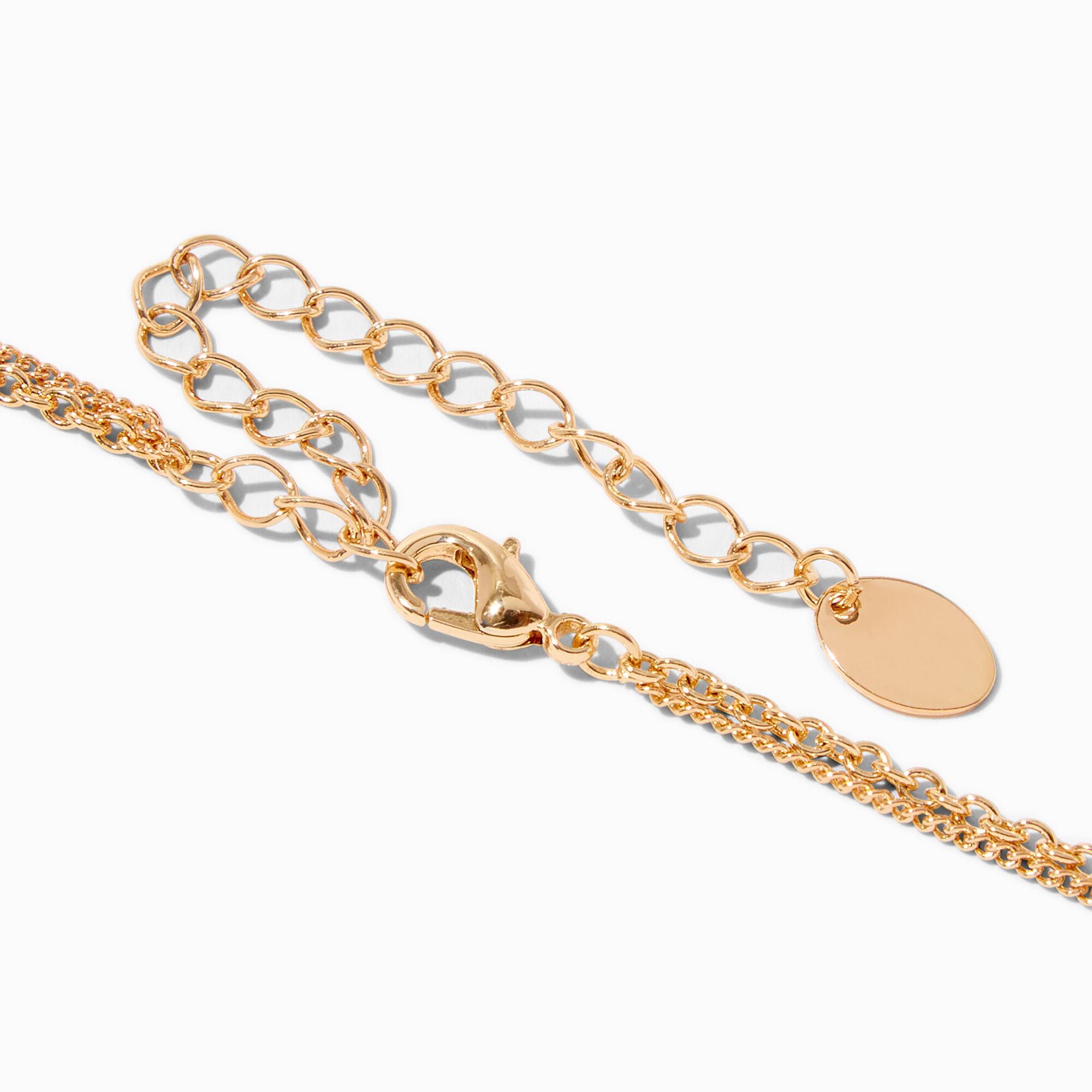 Gold Tropical Flower Multi Strand Necklace,