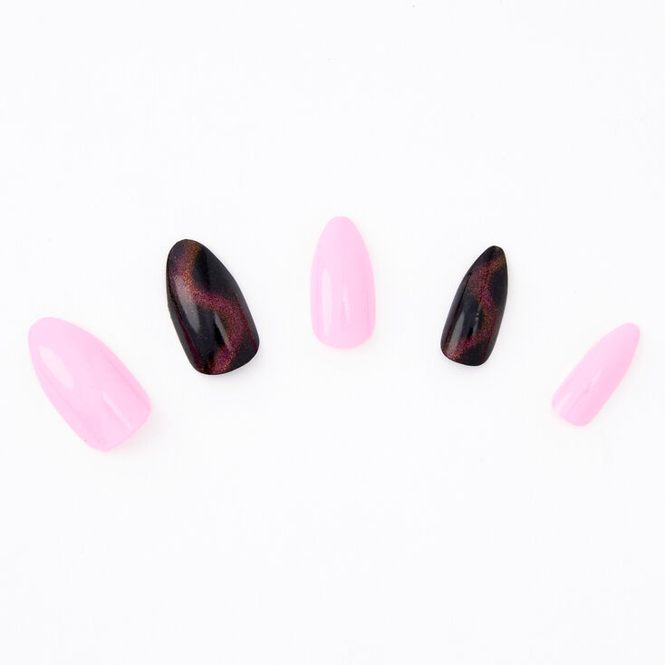 3D Cat Eye Stiletto Faux Nail Set - Pink, 24 Pack,