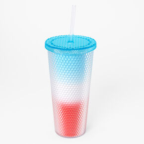 Red, White, &amp; Blue Ombre Textured Tumbler,