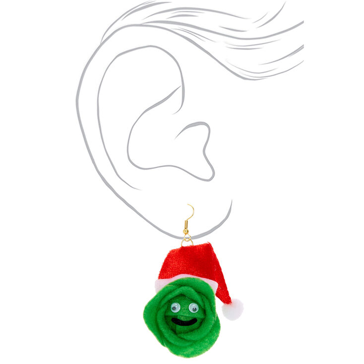 3&quot; Christmas Brussel Sprouts Drop Earrings - Green,