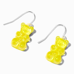 Yellow Glow  in the Dark Gummy Bear 0.5&quot; Drop Earrings,