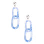 Silver 2.5&quot; Oval Chain Link Resin Drop Earrings - Blue,