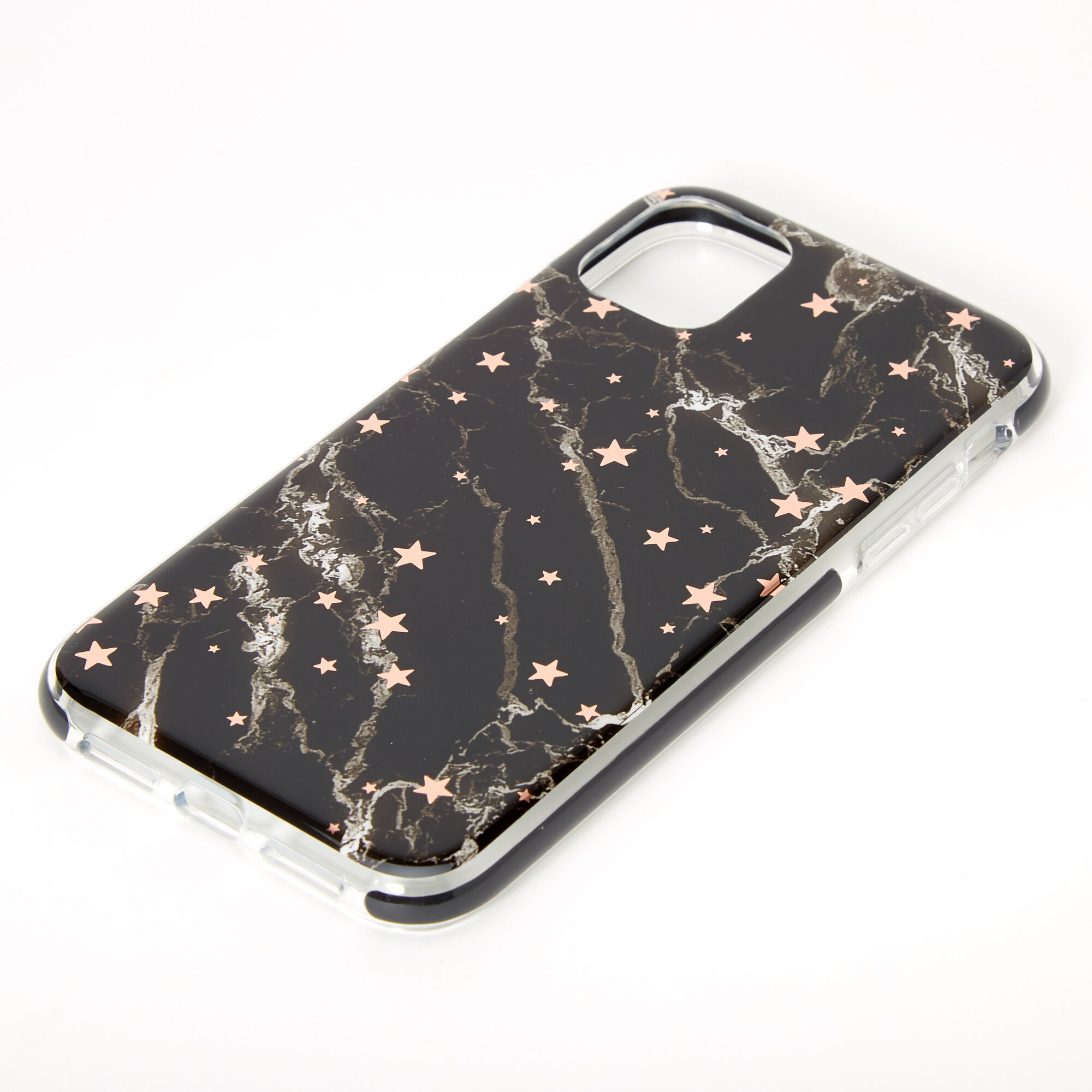 Coque de protection pour portable noire avec étoiles et effet marbré - Compatible avec iPhone® 11,