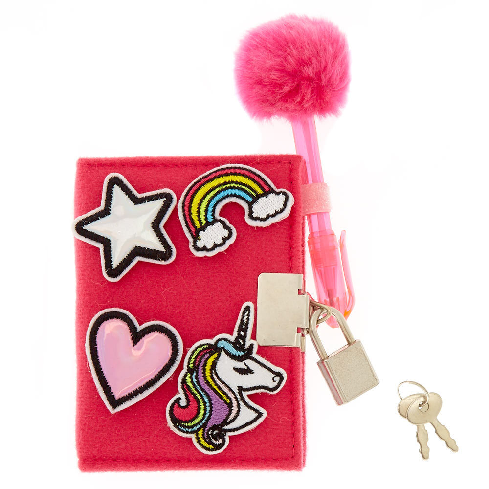 Claire's Club Velcro Patch Lock Diary - Pink,