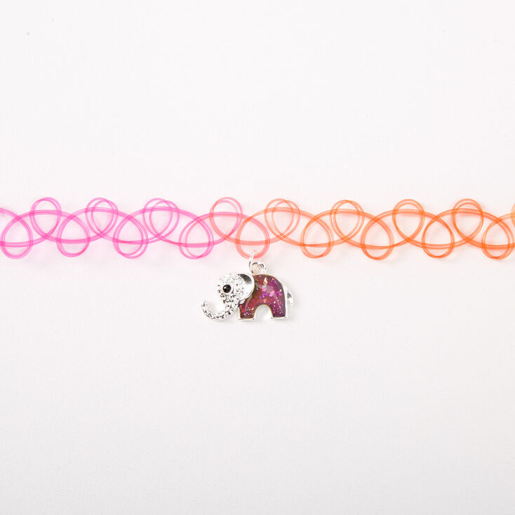 Mood Elephant Rainbow Tattoo Choker Necklace,