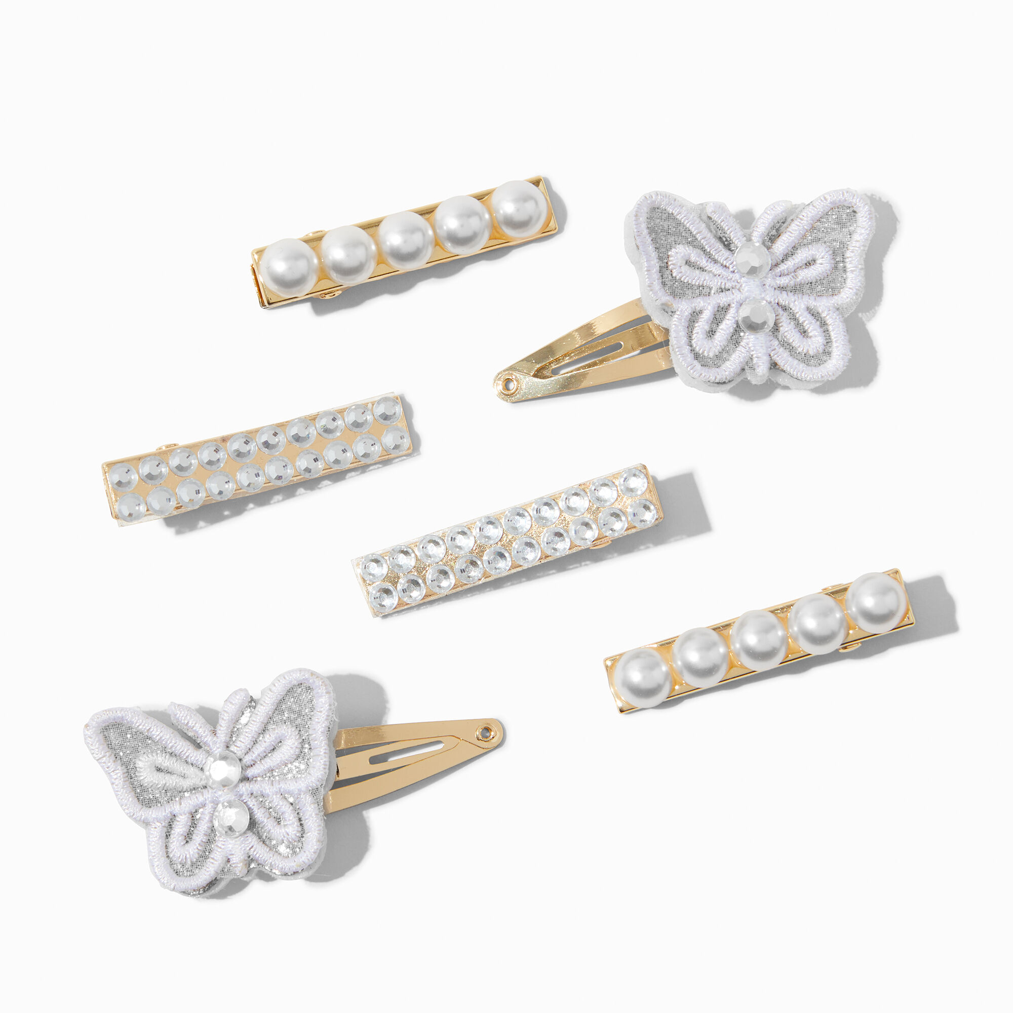 View Claires Club Special Occasion Tone Mixed Hair Clips 6 Pack Silver information