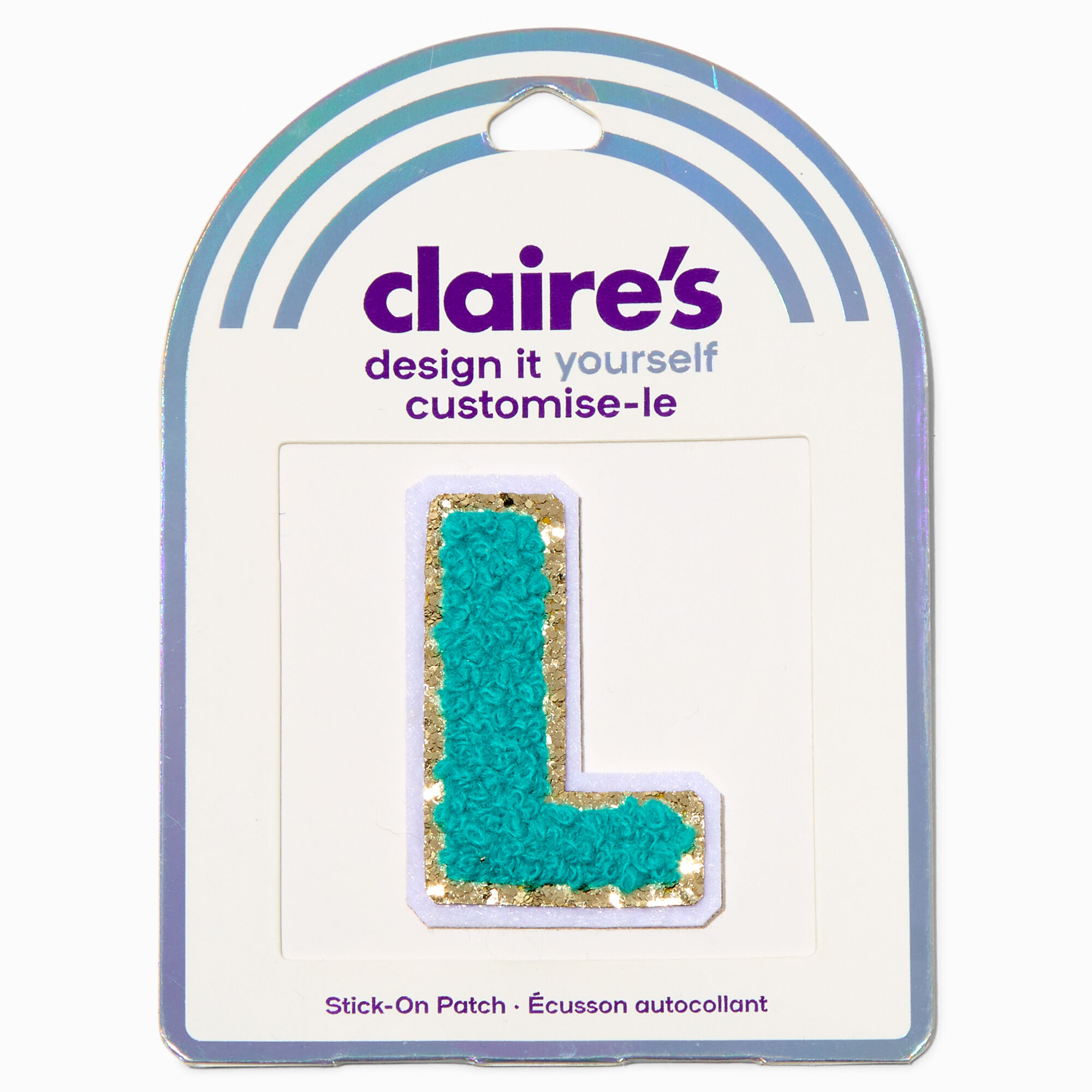 Teal L Initial Stick-On Patch,