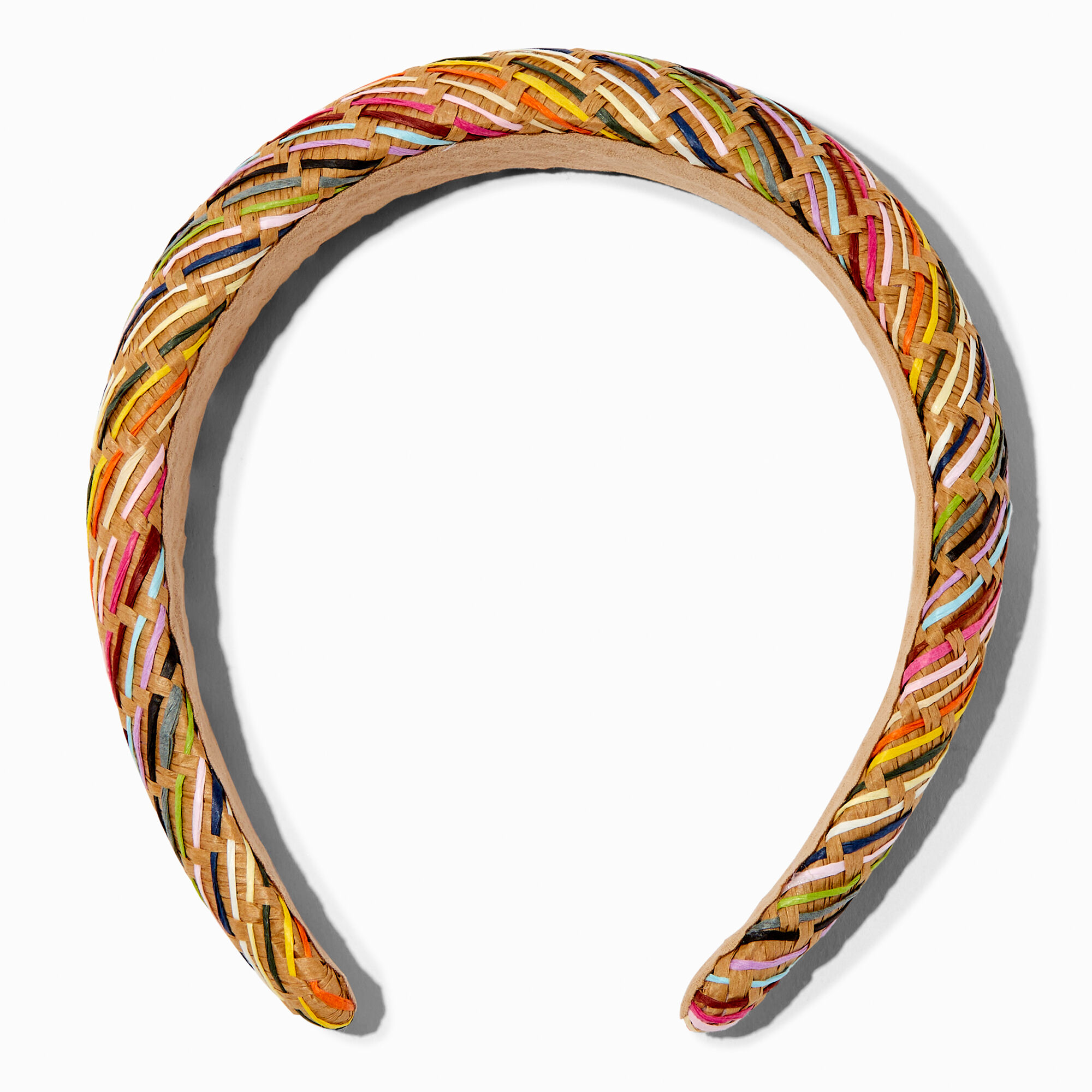 View Claires Woven Raffia Headband Rainbow information