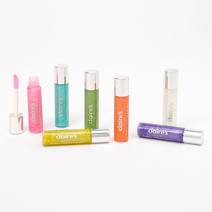 Claire&#39;s Club Rainbow Glitter Lip Gloss Set - 7 Pack,