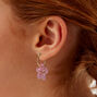 Pink Glitter Acrylic Flower Hoop Earrings,