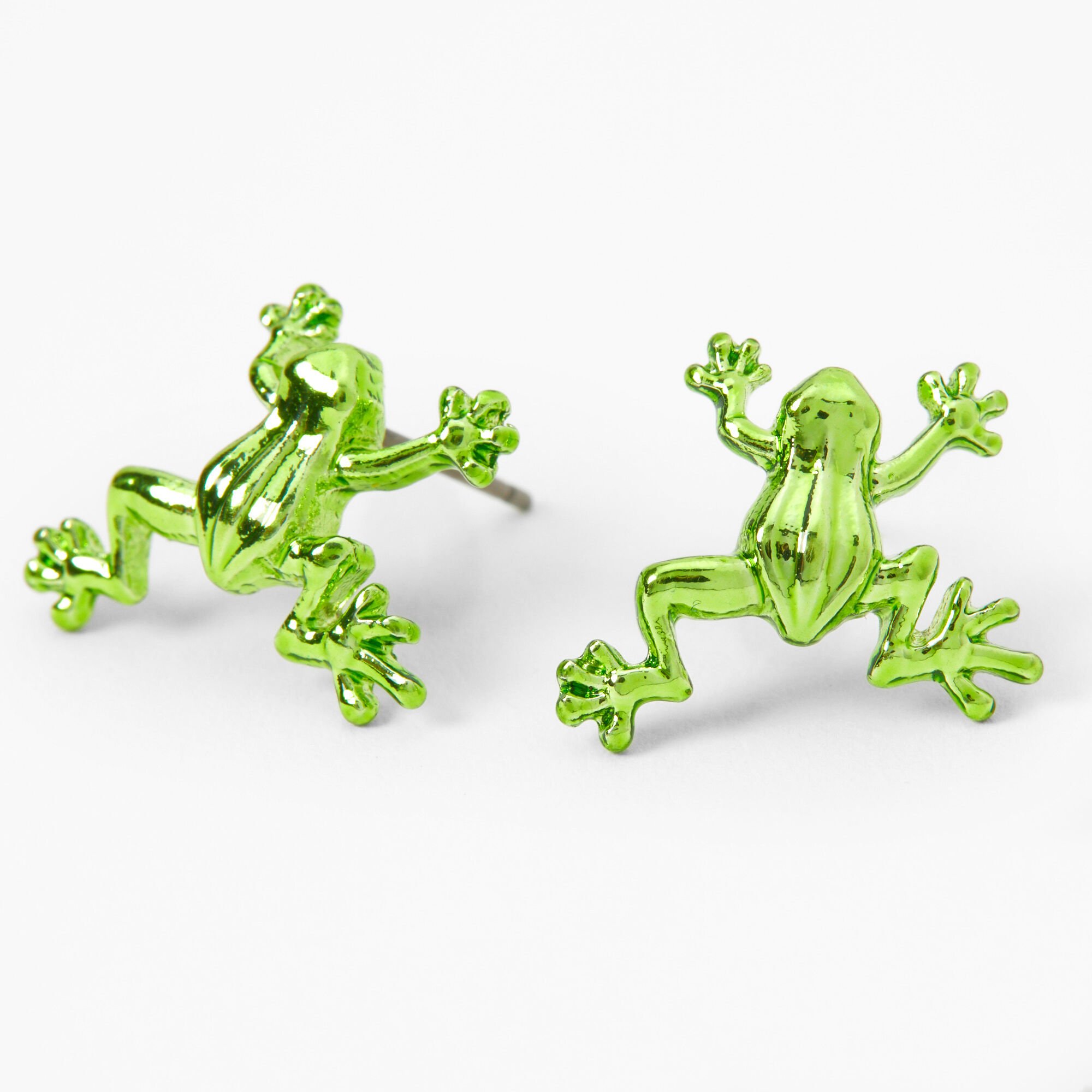 View Claires Frog Stud Earrings Green information