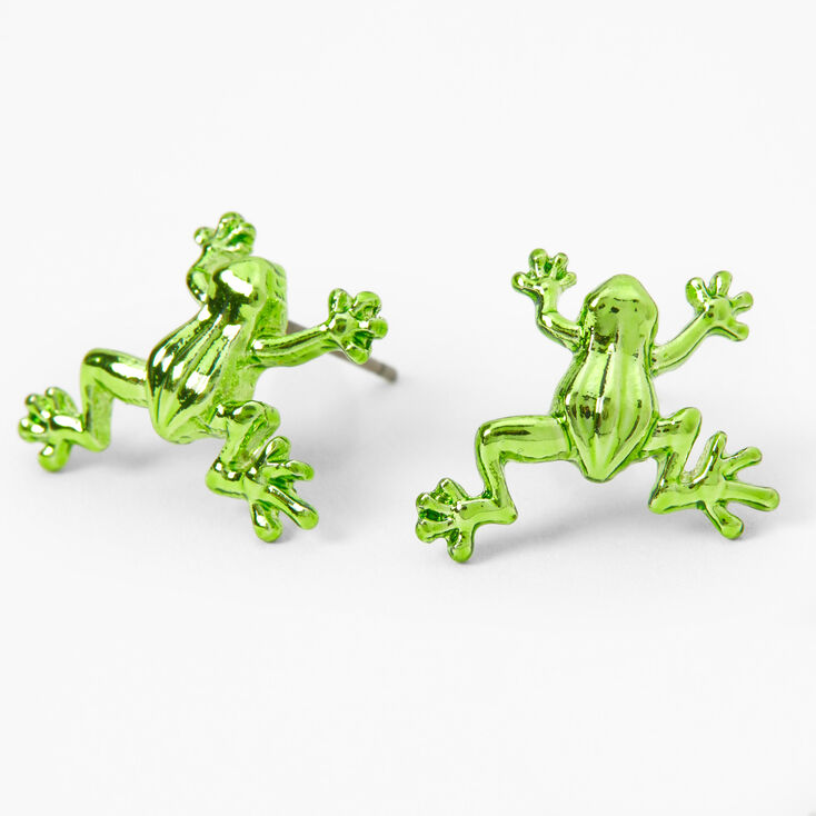 Green Frog Stud Earrings,
