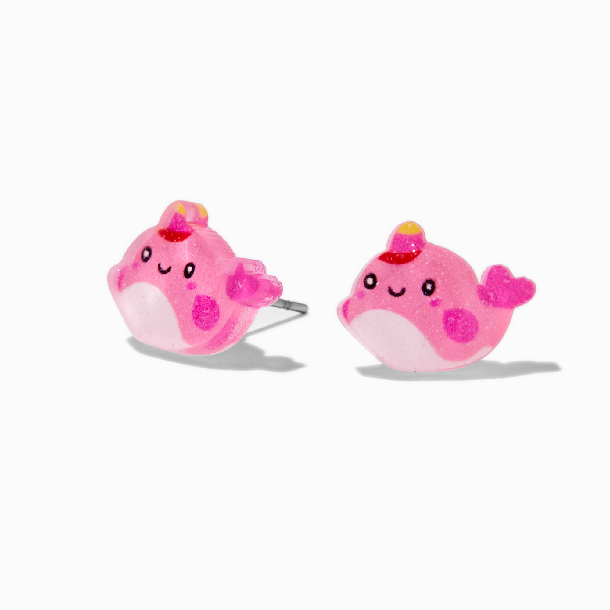 Pink Narwhal Stud Earrings Claire s US