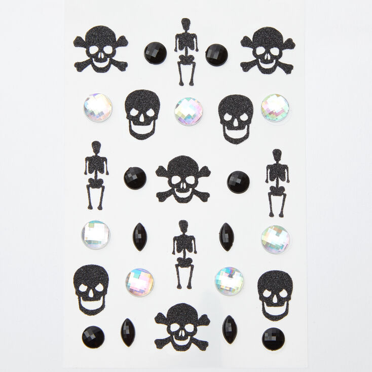 Claire's Autocollants pour le corps à paillettes motif squelette