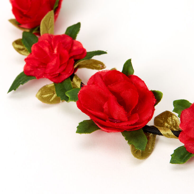 Leaves &amp; Roses Flower Crown Headwrap - Red,