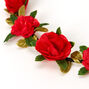 Couronne de fleurs avec feuilles et roses - Rouge,
