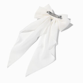 White Long Tail Hair Bow Clip,