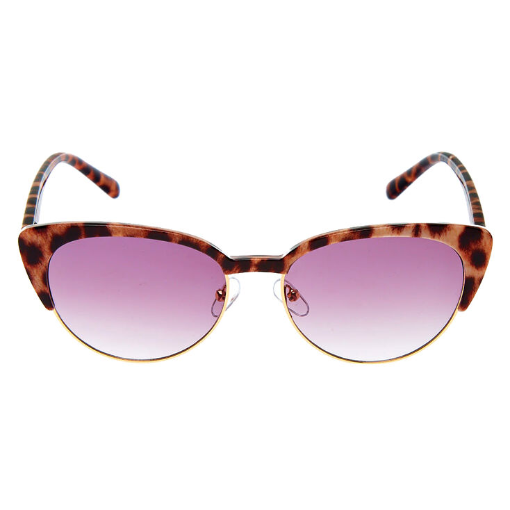 Leopard Browline Cat Eye Sunglasses - Brown,