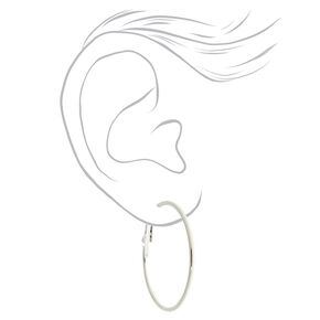Silver Graduated Textured Hoop Earrings - 3 Pack,
