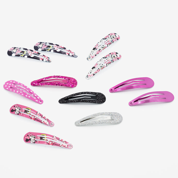 Pretty Pink Glitter Snap Hair Clips - 12 Pack