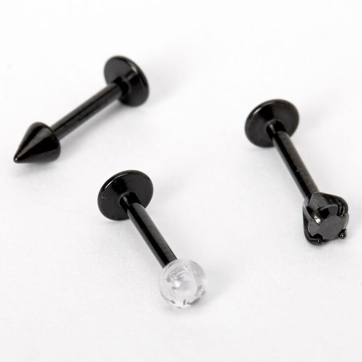 Claire's Clous pour piercing labret grunge 16 g noirs - Lot de 3