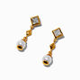 C LUXE by Claire&#39;s 18kt Gold Plated Cubic Zirconia Square &amp; Pearl Micro Drop Earrings,
