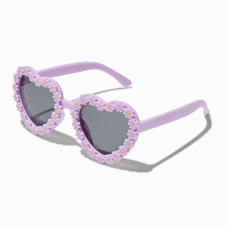 Claire's Club Purple Floral Heart Sunglasses