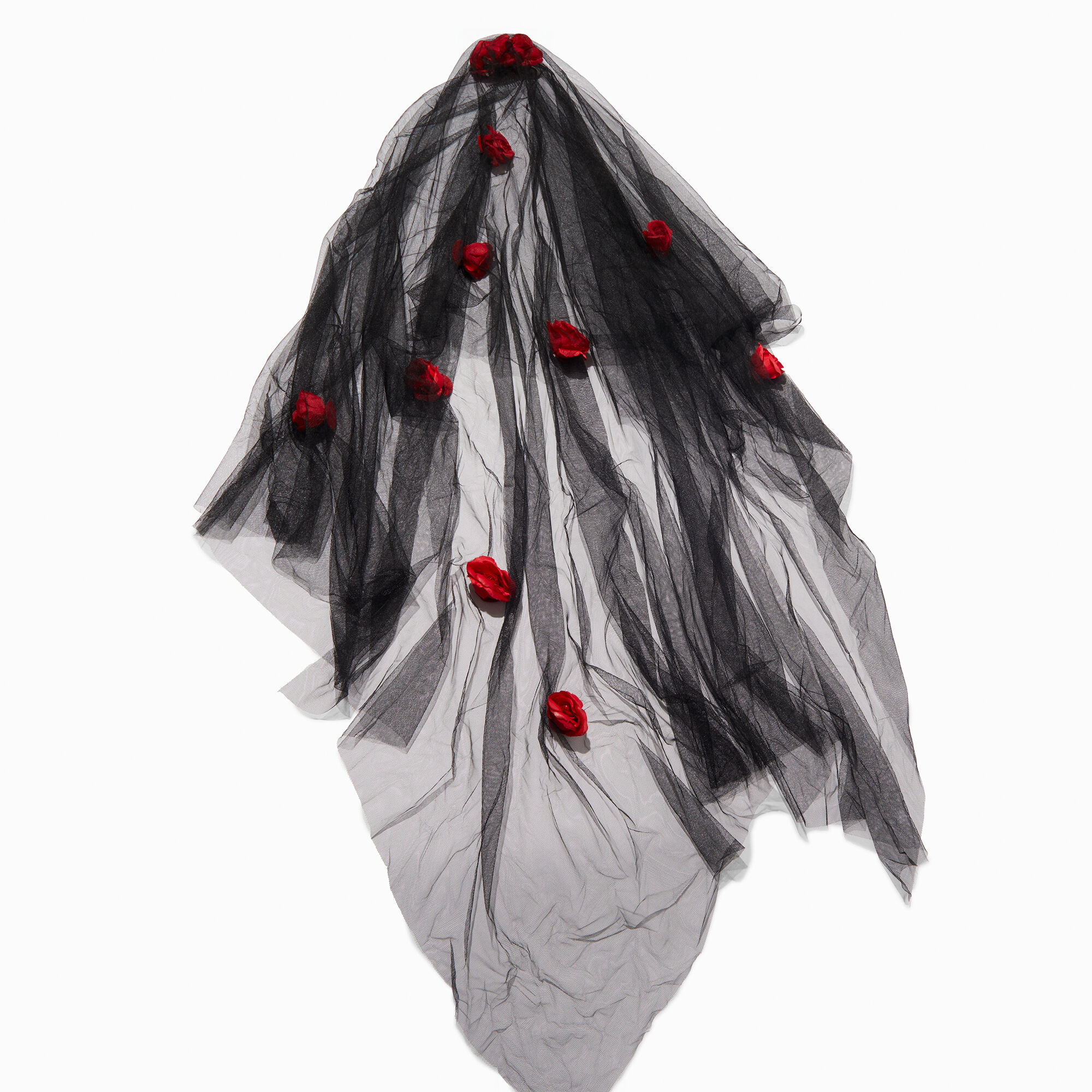 View Claires Flowers Black Mesh Veil Hair Comb Red information