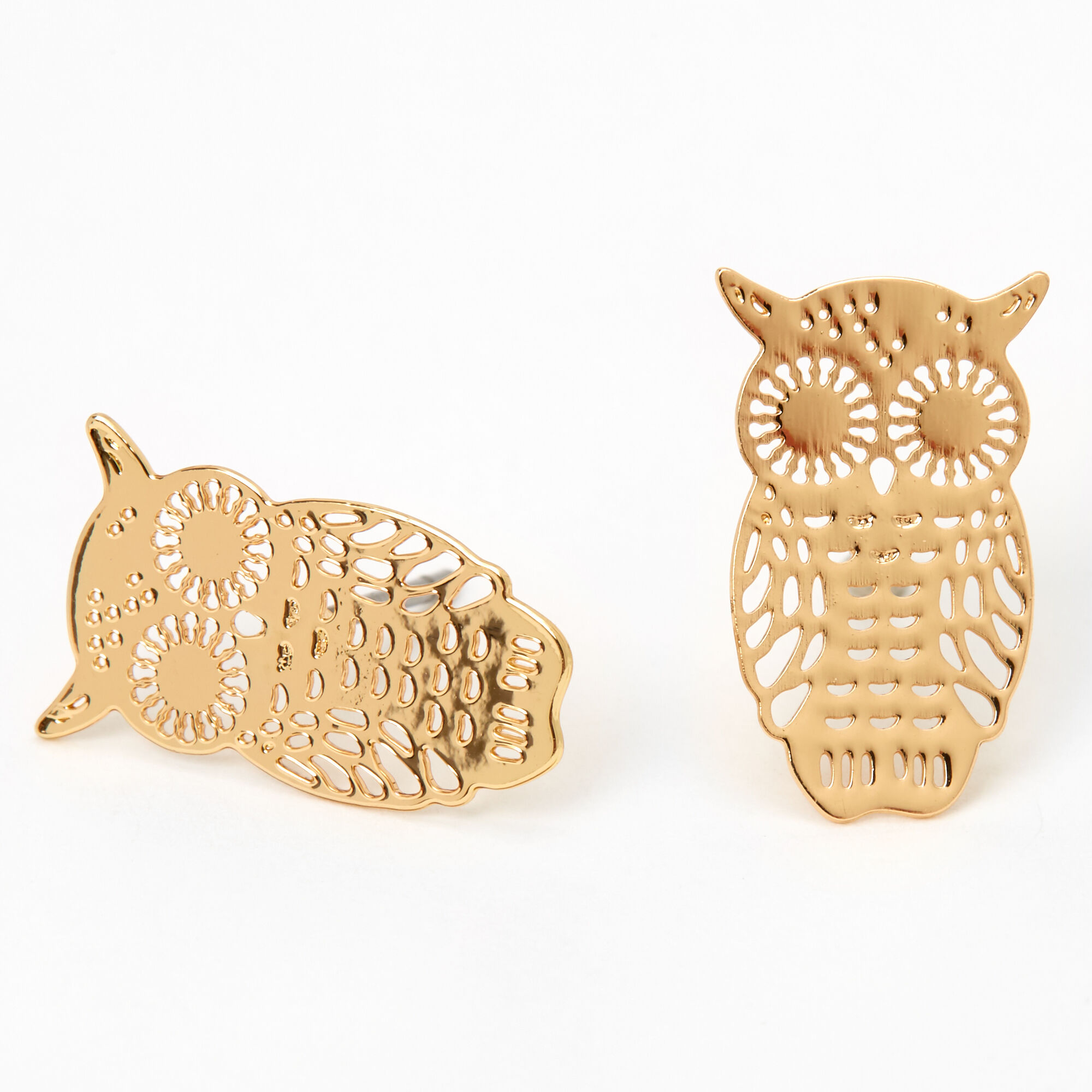 Gold owl earrings shop