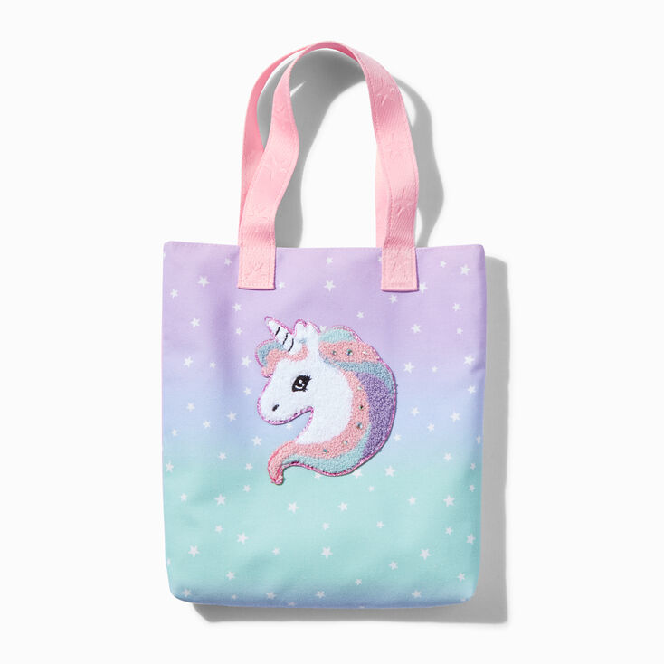 Claire&#39;s Club Pastel Rainbow Unicorn Tote Bag,