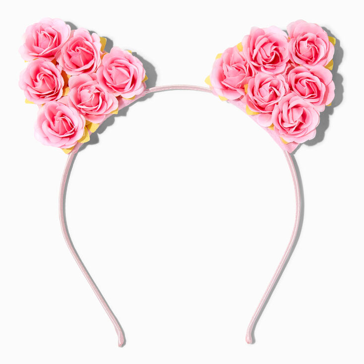 Pink Rose Cat Ears Headband,
