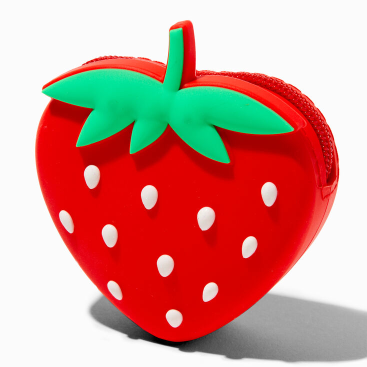 Porte-monnaie en silicone fraise,