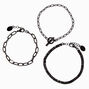 Black Toggle Chainlink &amp; Rhinestone Bracelets - 3 Pack,