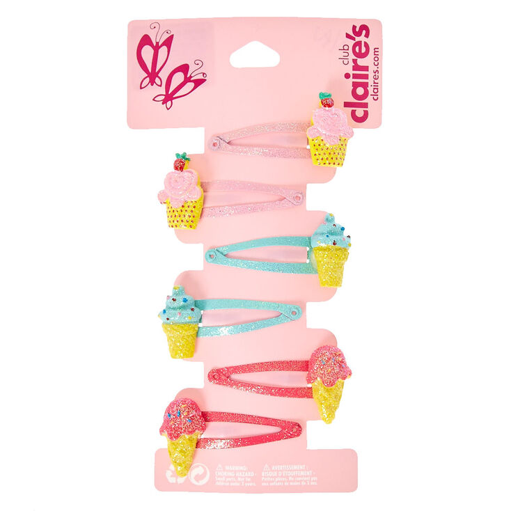 Claire&#39;s Club 6 Pack Glitter SuMMer Treats Snap Hair Clips,